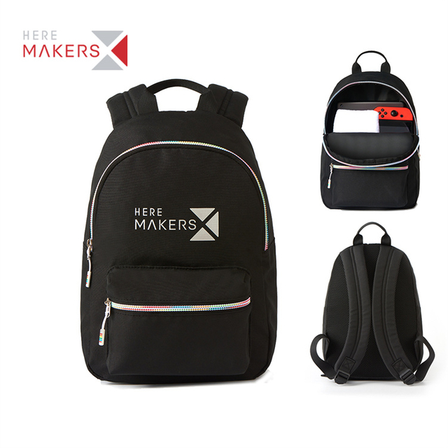 防水环保迷你休闲背包和书包带彩虹拉链